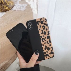 SALE Half Leapord Print Black iPhone Case